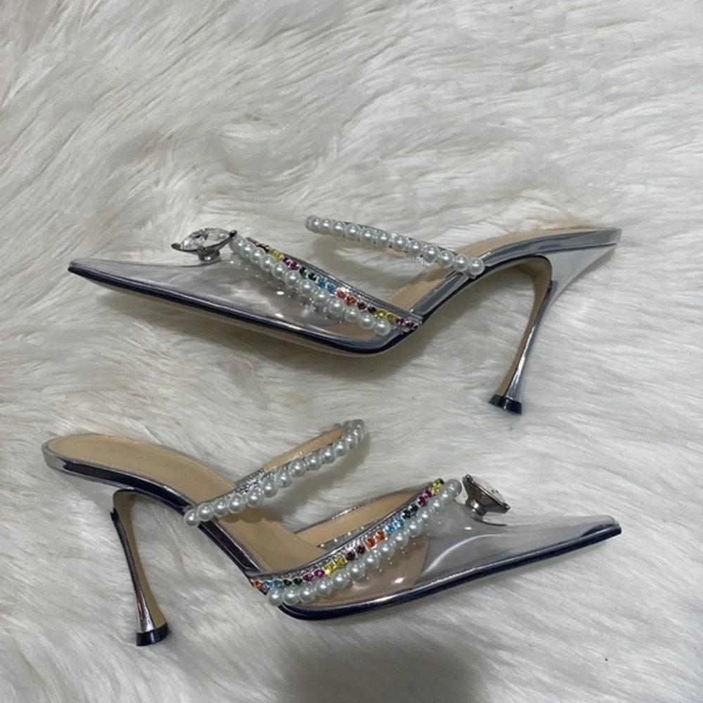 Mach & Mach‎ Diamond of Elizabeth Imitation Pearl pointed toe Mule size 39.5